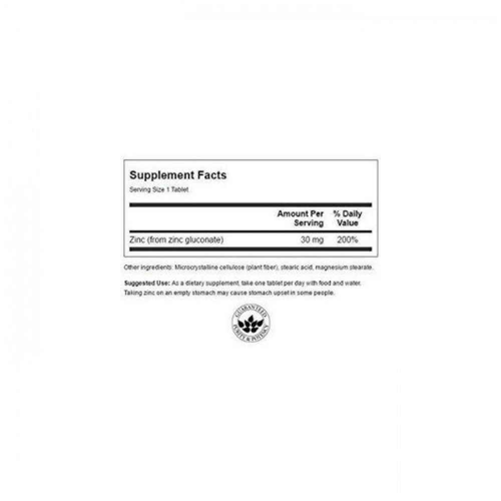 Мікроелемент Цинк Swanson Zinc Gluconate 30 mg 250 Tabs