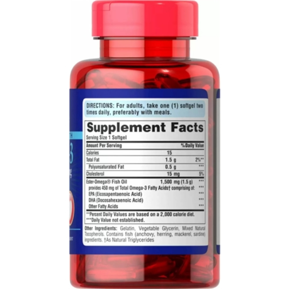 Омега 3 Puritan's Pride Extra Strength Omega-3 Fish Oil 1500 mg 60 Softgels