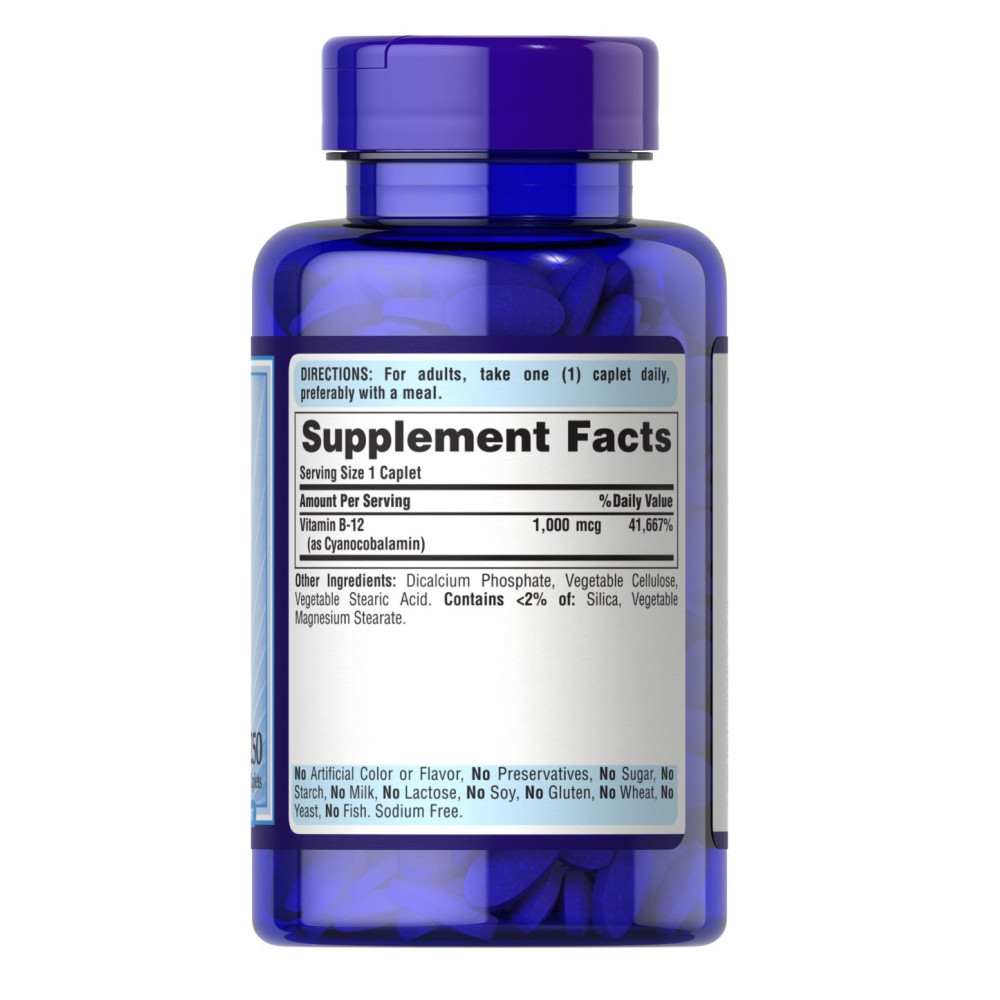 Вітамін Б12 Puritan's Pride Vitamin B-12, Timed Release Caplets 1000 mcg 250 Caplets