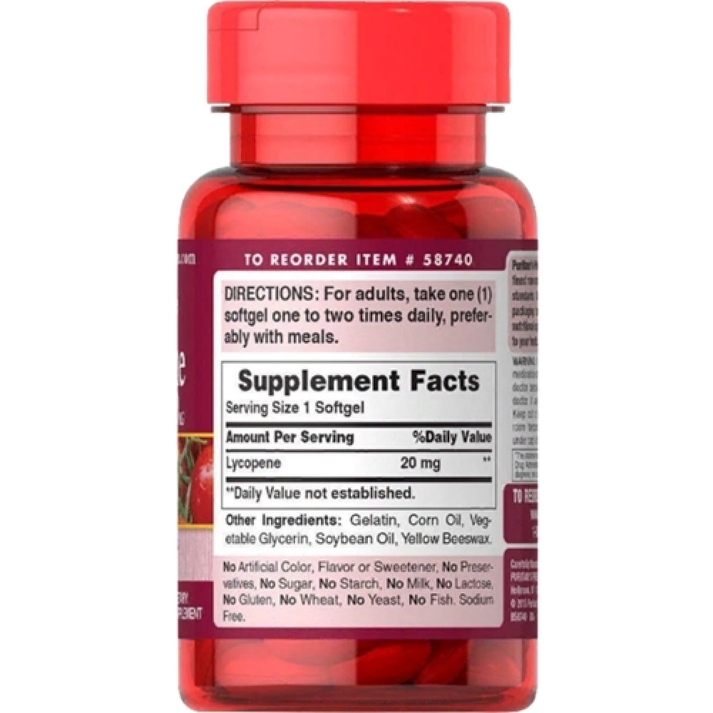 Лікопін Puritan's Pride Lycopene 20 mg 60 Softgels