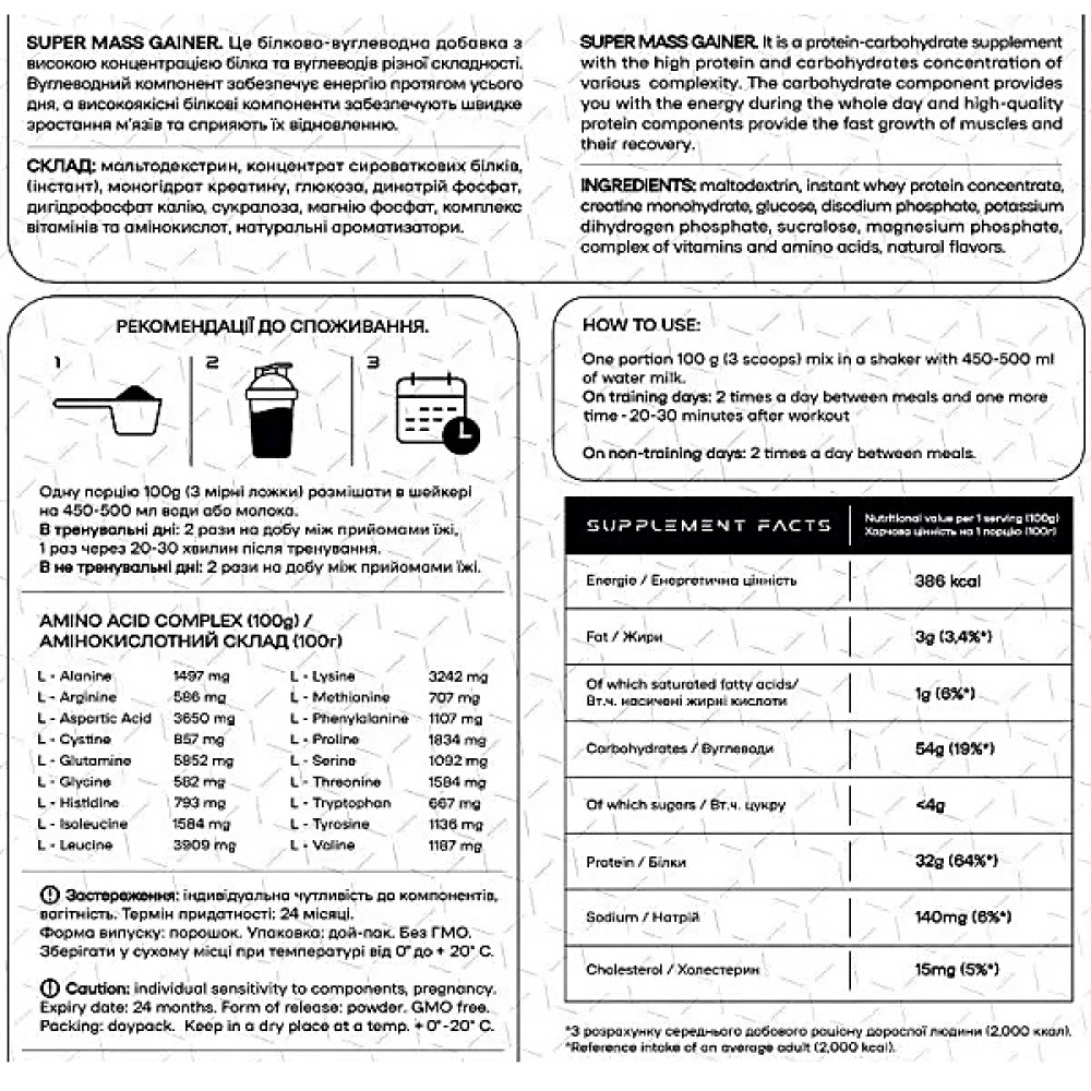 Гейнер Powerful Progress Super Mass Gainer 2000 g /20 servings/ Chocolate
