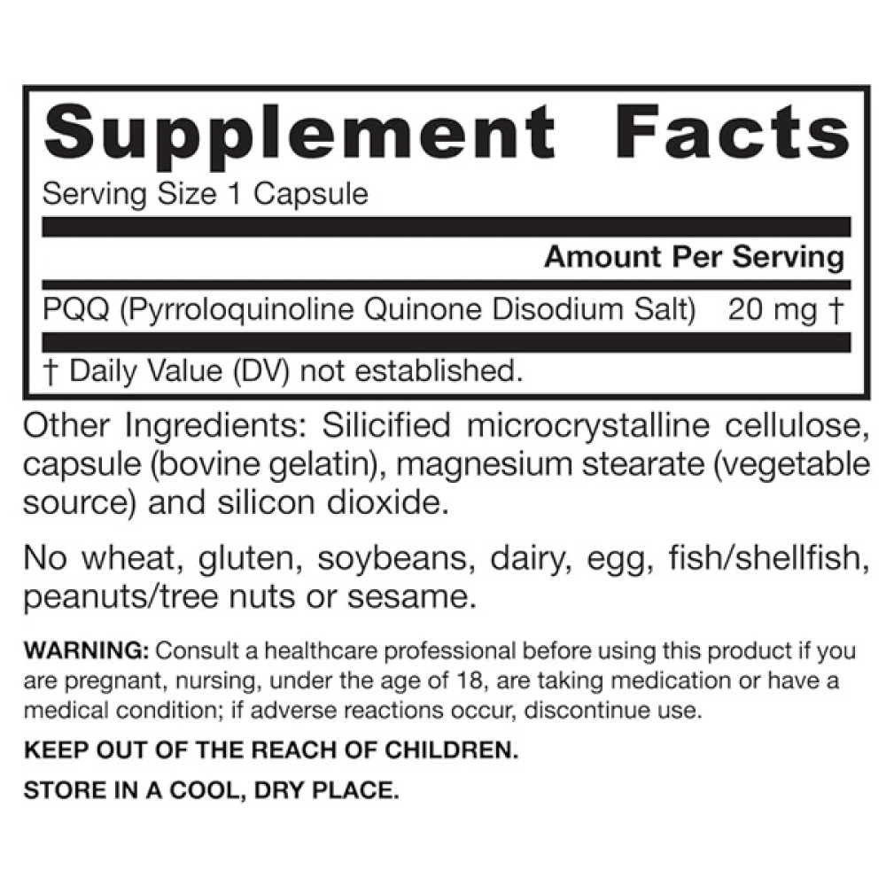 Антиоксидант PQQ Jarrow Formulas PQQ (Pyrroloquinoline Quinone) 20 mg 60 Caps