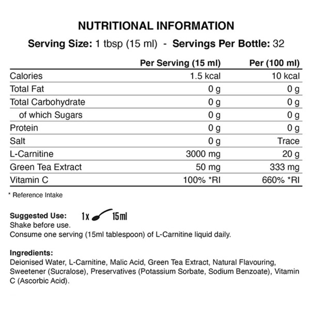 Жироспалювач для спорту Applied Nutrition L Carnitine 3000 480 ml /32 servings/ Sour Apple
