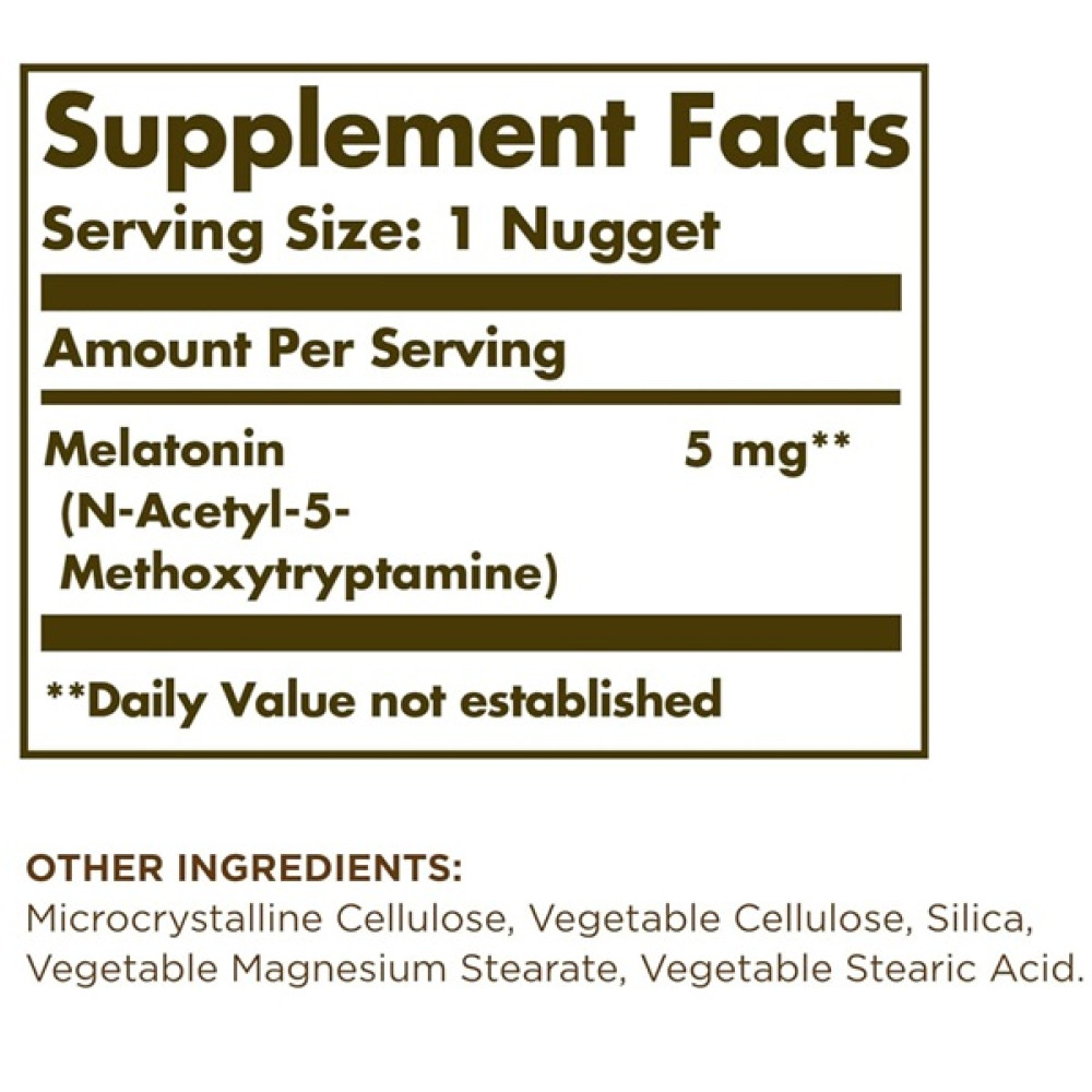Мелатонін для сну Solgar Melatonin 5 mg 60 Nuggets