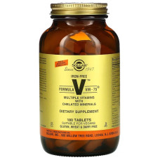 Вітамінно-мінеральний комплекс Solgar Formula V VM-75 Multiple Vitamins with Chelated Minerals Iron Free 180 Tabs