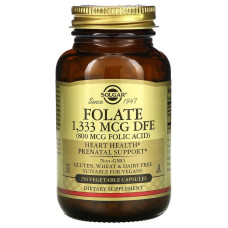 Фолієва кислота Solgar Folate 1333 mcg DFE (Folic Acid 800 mcg) 250 Veg Caps