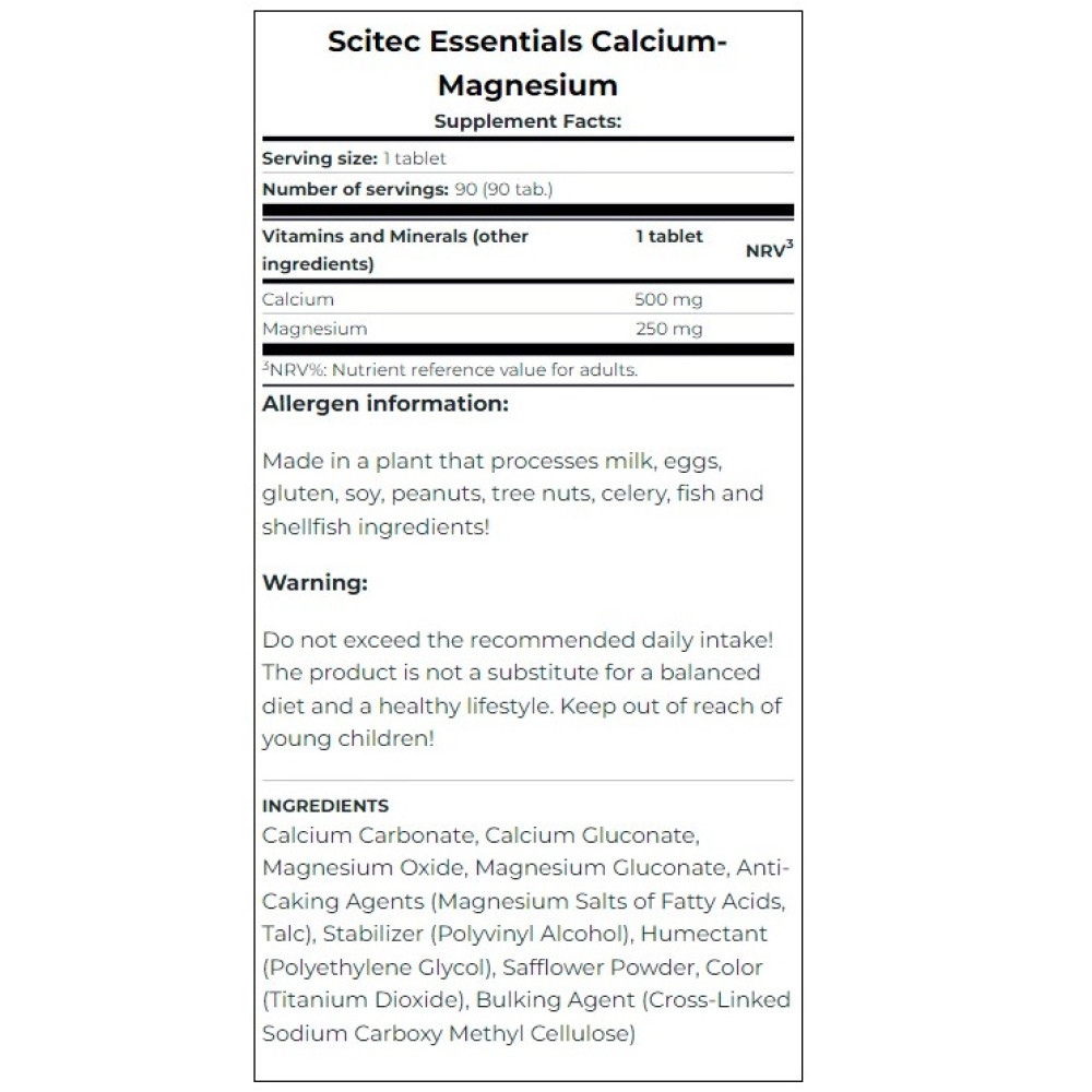 Мультимінерали для спорту Scitec Nutrition Calcium-Magnesium 90 Tabs
