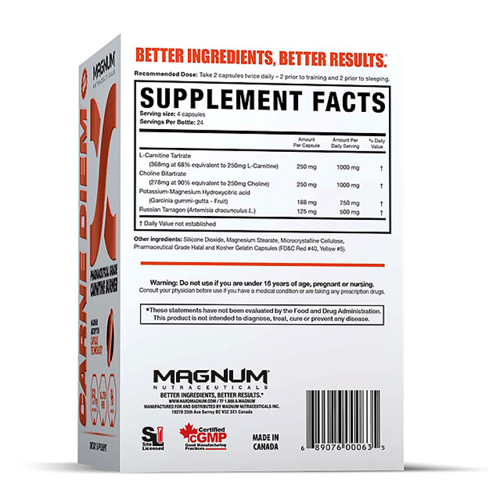 Комплексний жироспалювач Magnum Nutraceuticals Carne Diem (карнітин) 96 Caps