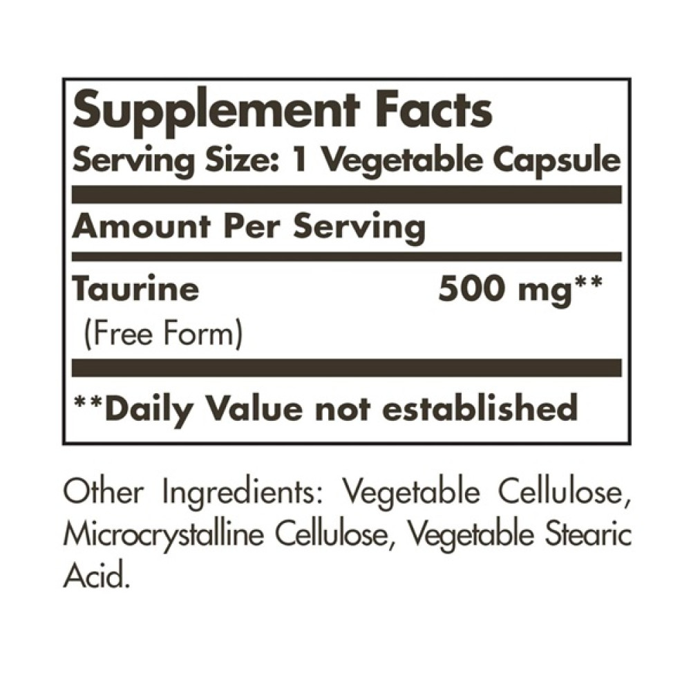 Таурін Solgar Taurine 500 mg 250 Veg Caps SOL-02702
