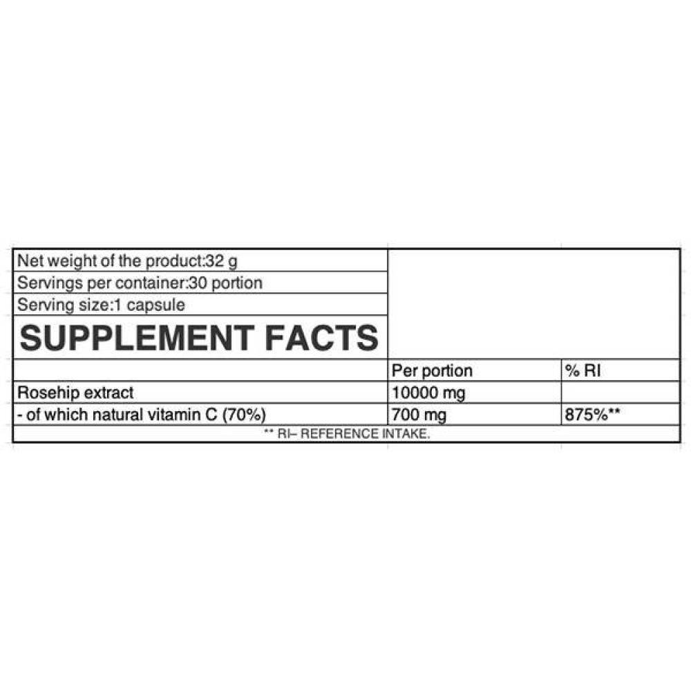 Вітамін C для спорту OstroVit Pharma Natural Vitamin C from Rose Hips 30 Caps