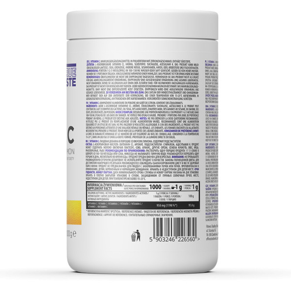 Вітамін C для спорту OstroVit Vitamin C 1000 g /100 servings/ Lemon