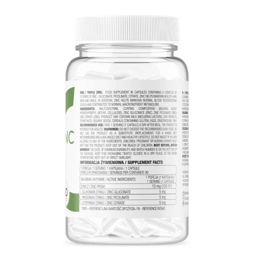 Мікроелемент Цинк для спорту OstroVit Triple Zinc 90 Caps