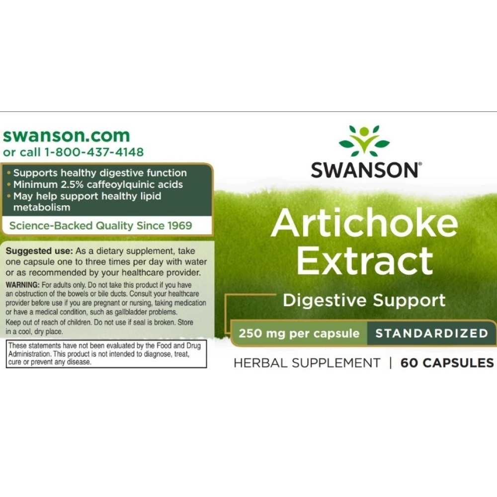 Артишок Swanson Artichoke Extract Standardized 250 mg 60 Caps