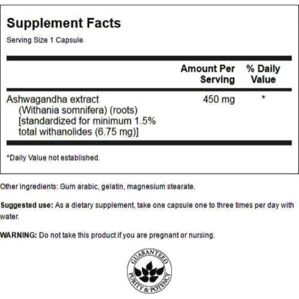 Ашваганда Swanson Ashwagandha Extract Standardized 450 mg 60 Caps