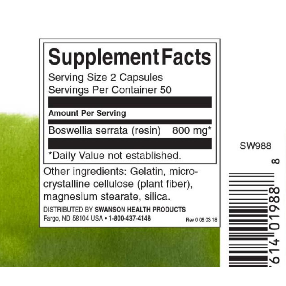 Екстракт босвеллії Swanson Boswellia 400 mg 100 Caps