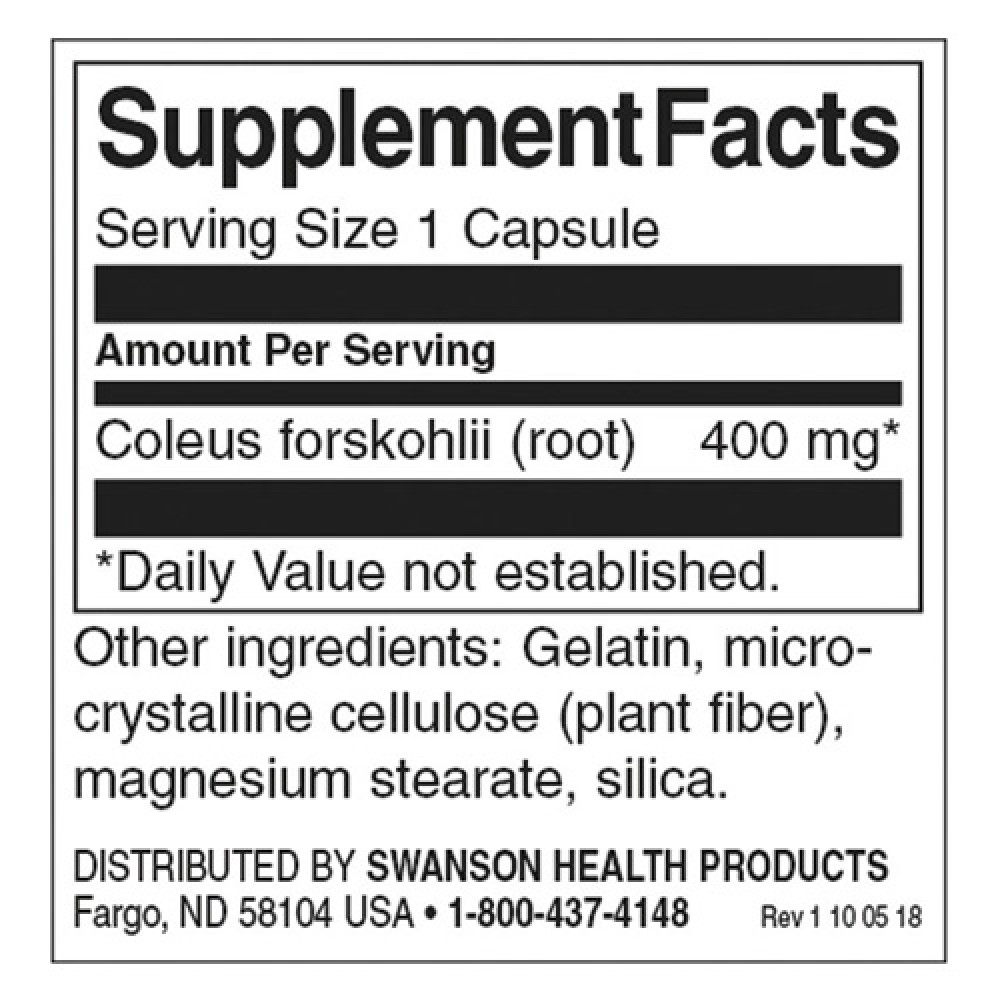 Екстракт для схуднення Swanson Coleus Forskohlii 400 mg 60 Caps