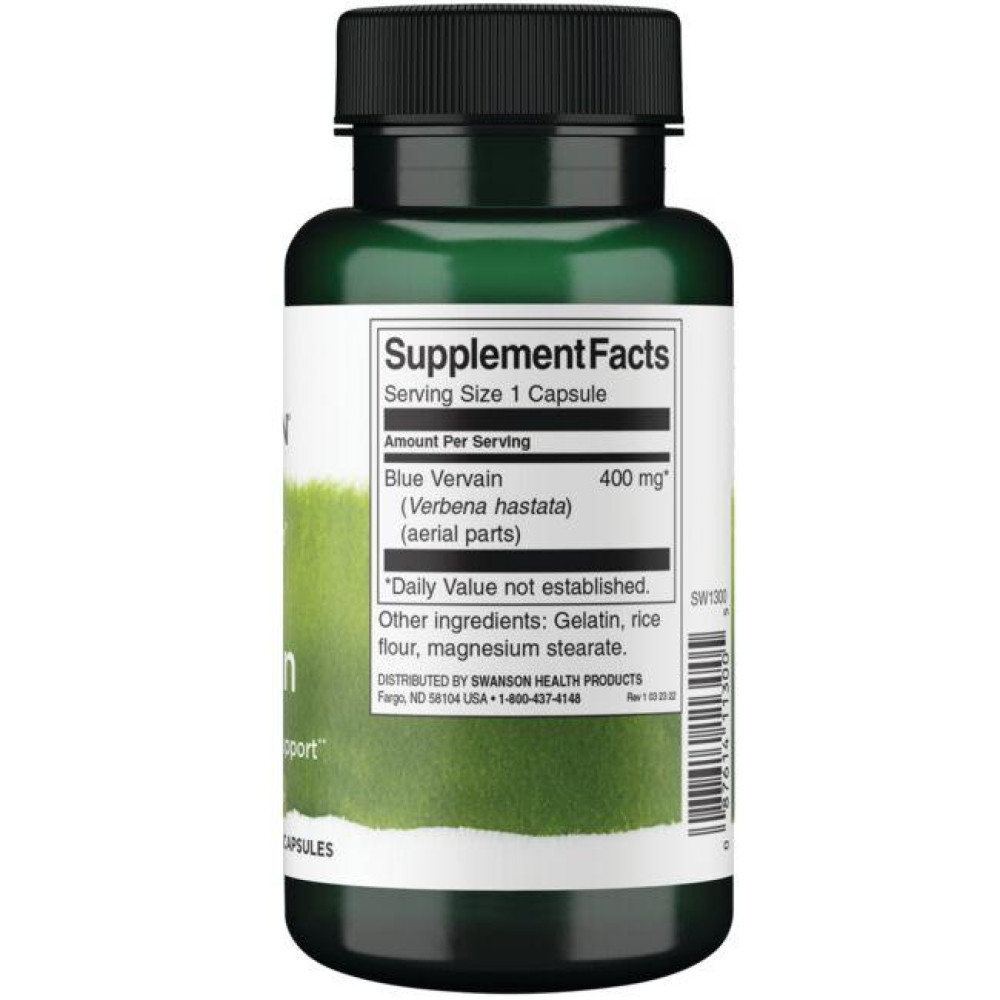 Вербена Swanson Full Spectrum Blue Vervain 400 mg 60 Caps