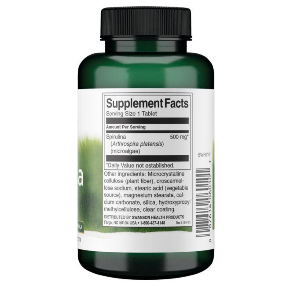 Спіруліна Swanson Spirulina 500 mg 180 Tabs