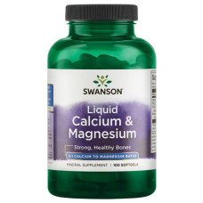 Мікроелемент Кальцій Swanson Liquid Calcium & Magnesium 300/150 100 Softgels