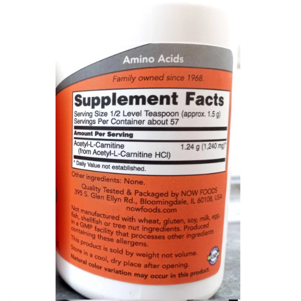 Комплекс Ацетил/Карнітін NOW Foods Acetyl-L-Carnitine powder 85 g /56 servings/