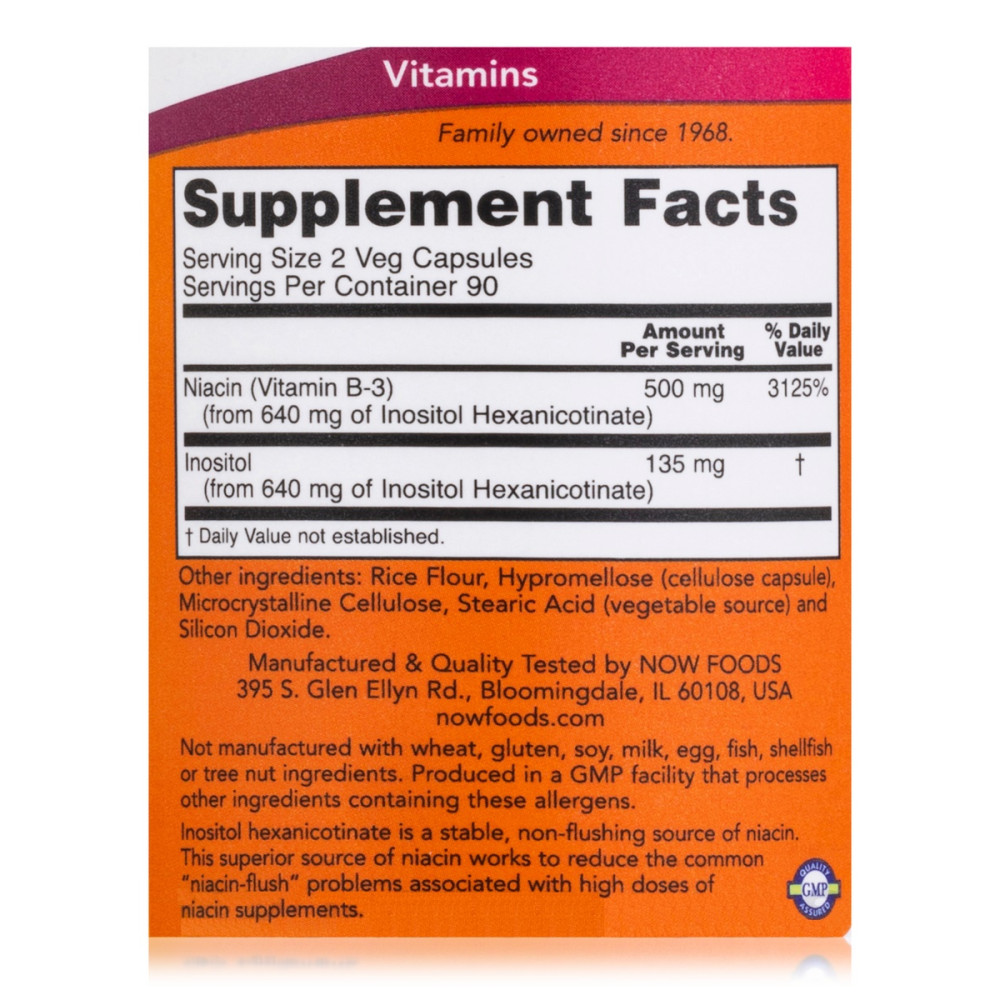Ніацін NOW Foods Flush-Free Niacin 250 mg 180 Veg Caps