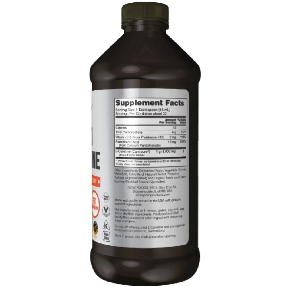 Карнітін NOW Foods L-Carnitine Liquid 1000 mg 473 ml /31 servings/ Tropical Punch