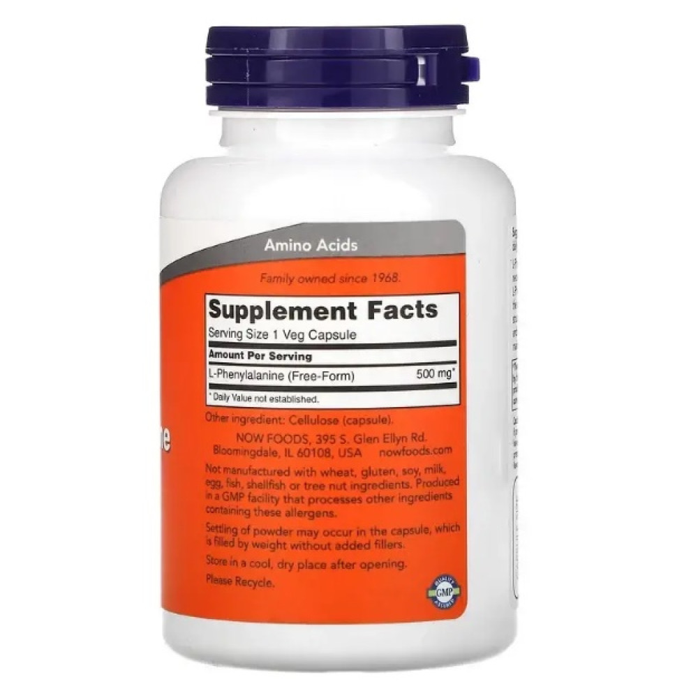 Фенілаланін NOW Foods L-Phenylalanine 500 mg 120 Veg Caps