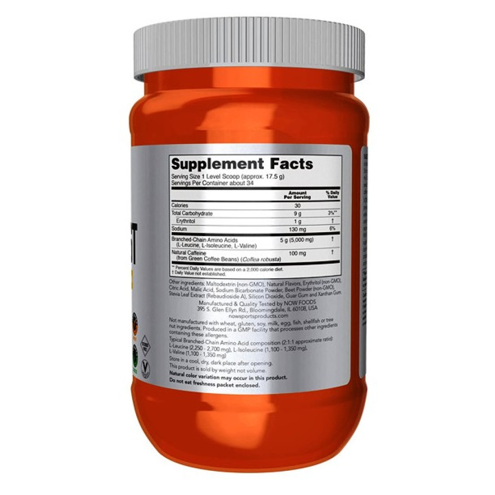 Амінокислота BCAA NOW Foods BCAA Big 6 Powder 600 g /33 servings/ Tropical Punch
