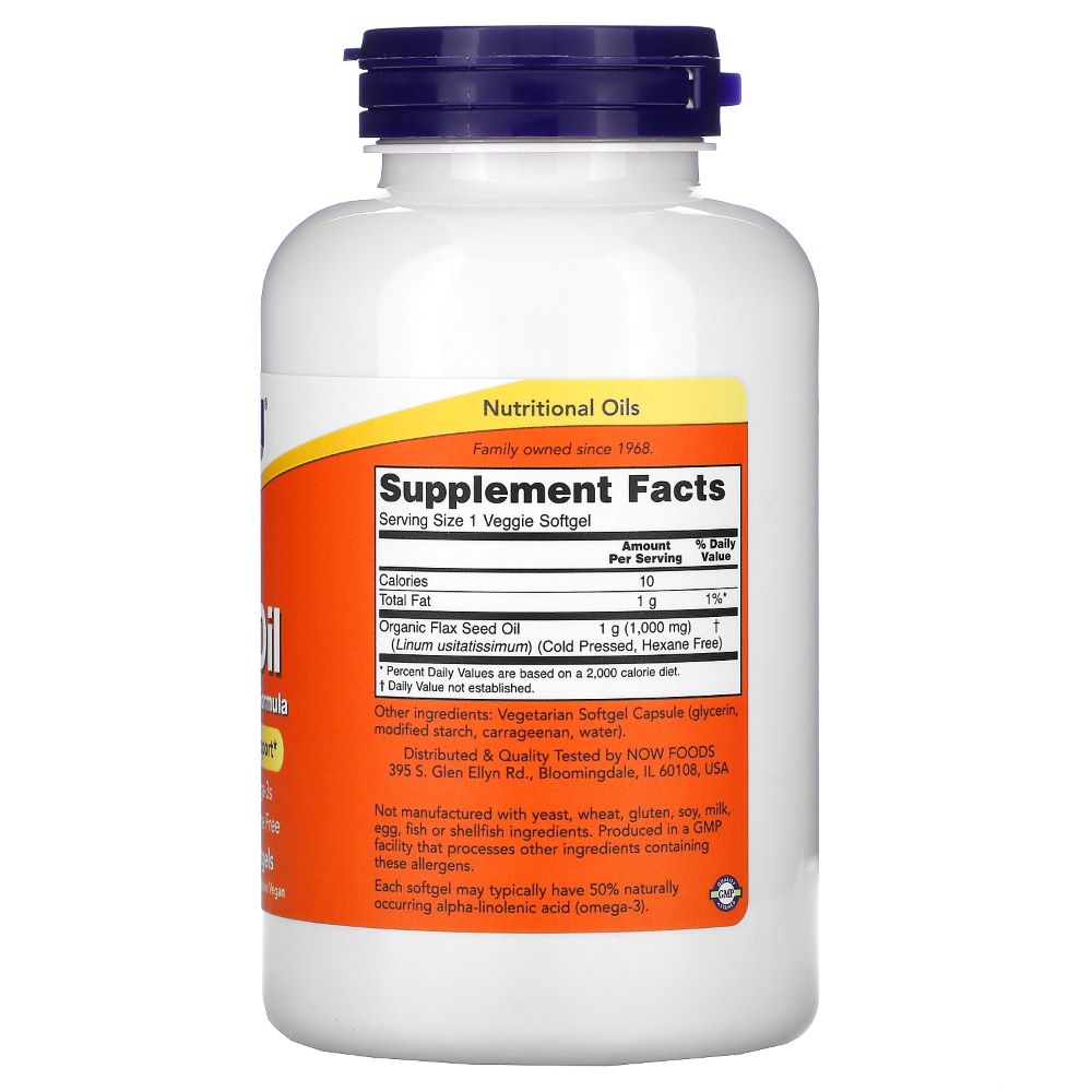 Лляна олія NOW Foods Flax Oil 1000 mg 120 Veg Softgels