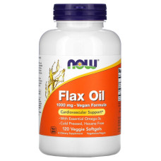 Лляна олія NOW Foods Flax Oil 1000 mg 120 Veg Softgels
