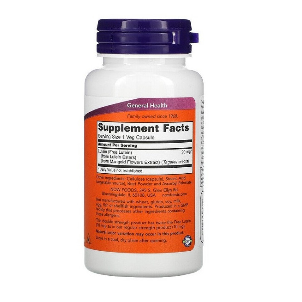 Лютеїн NOW Foods Lutein 20 mg 90 Veg Caps