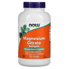 Мікроелемент Магній NOW Foods Magnesium Citrate 134 mg 180 Softgels