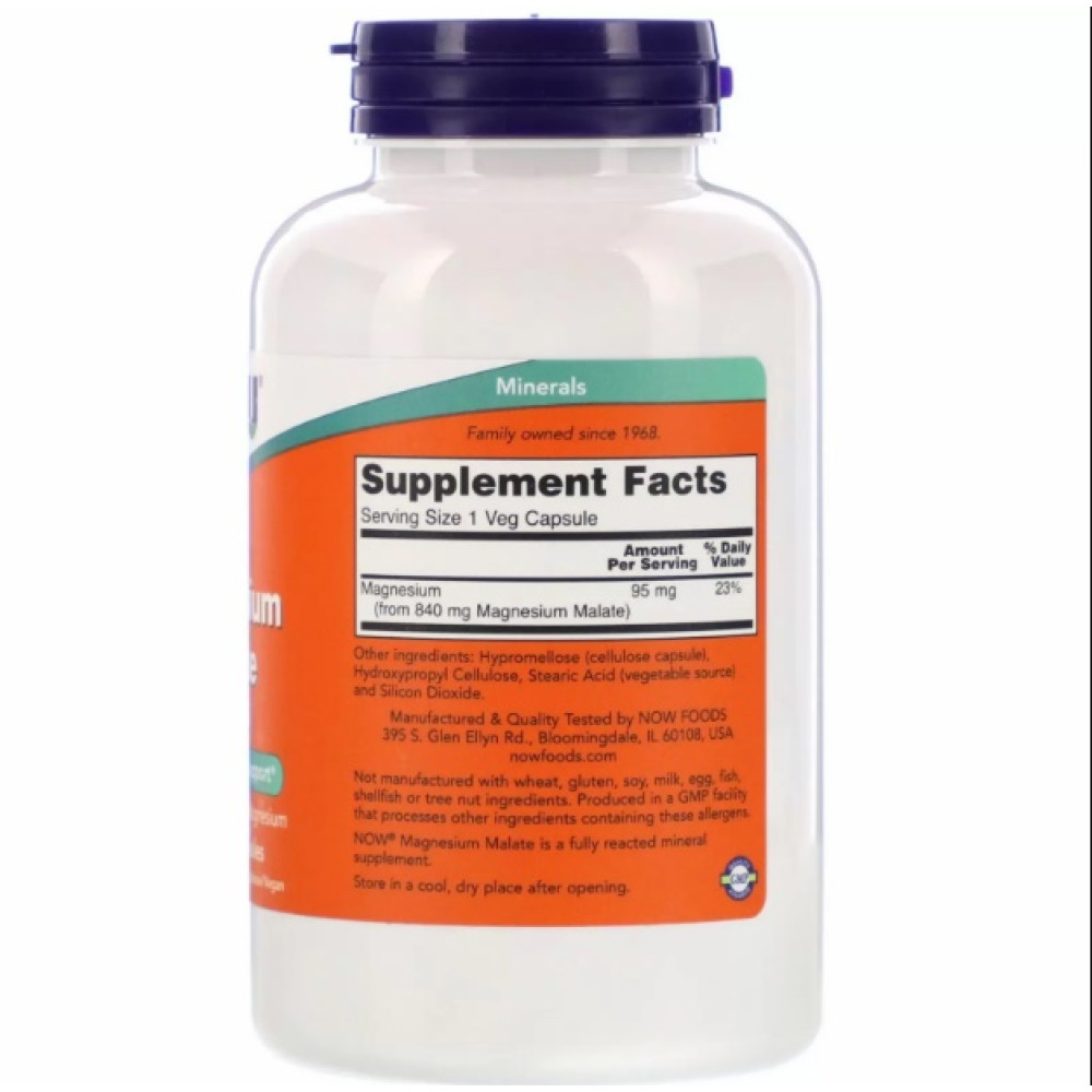 Мікроелемент Магній NOW Foods Magnesium Malate 180 Veg Caps