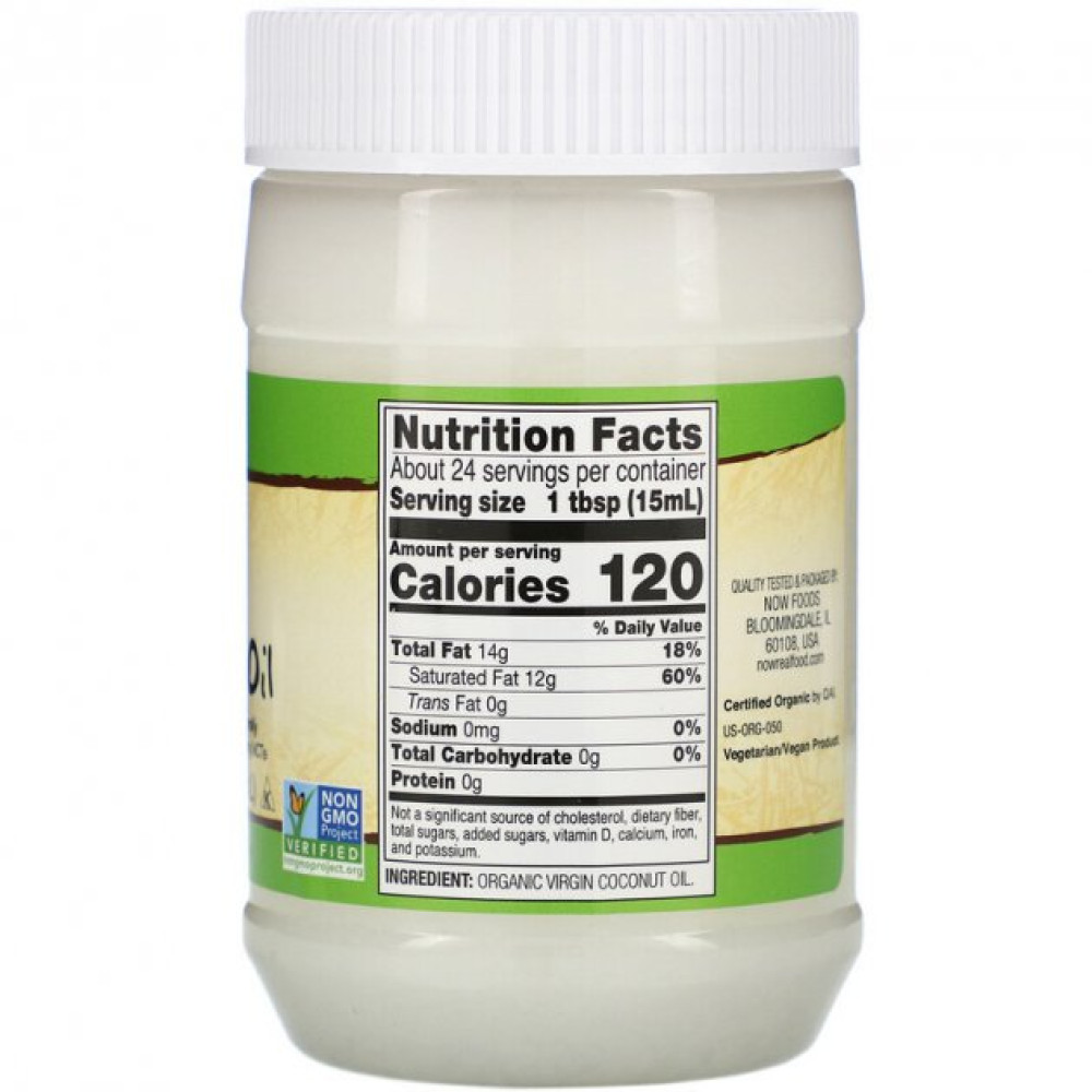 Кокосова олія NOW Foods Organic Virgin Coconut Cooking Oil 355 ml /24 servings/