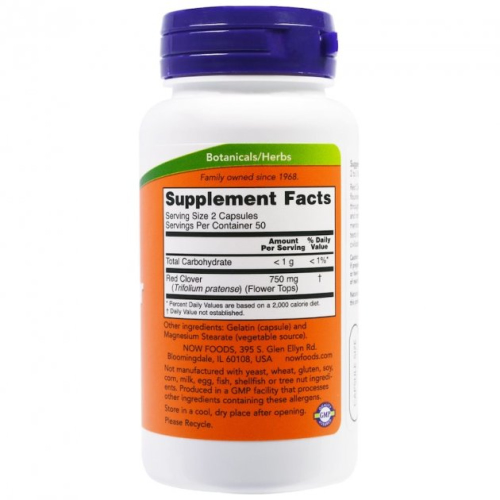 Червона конюшина NOW Foods Red Clover 375 mg 100 Veg Caps