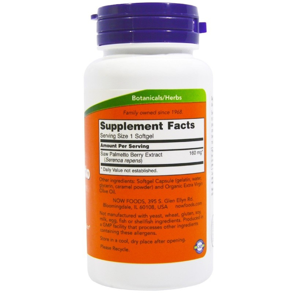 Екстракти ягід сереноа NOW Foods Saw Palmetto Extract 160 mg 240 Softgels