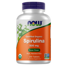 Спіруліна NOW Foods Spirulina Certified Organic 500 mg 200 Tabs