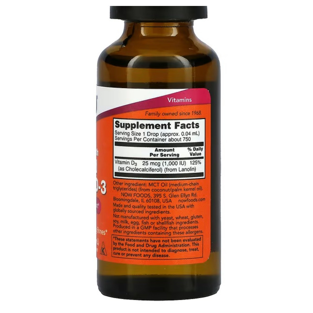 Вітамін D NOW Foods Vitamin D3 Extra Strength 30 ml