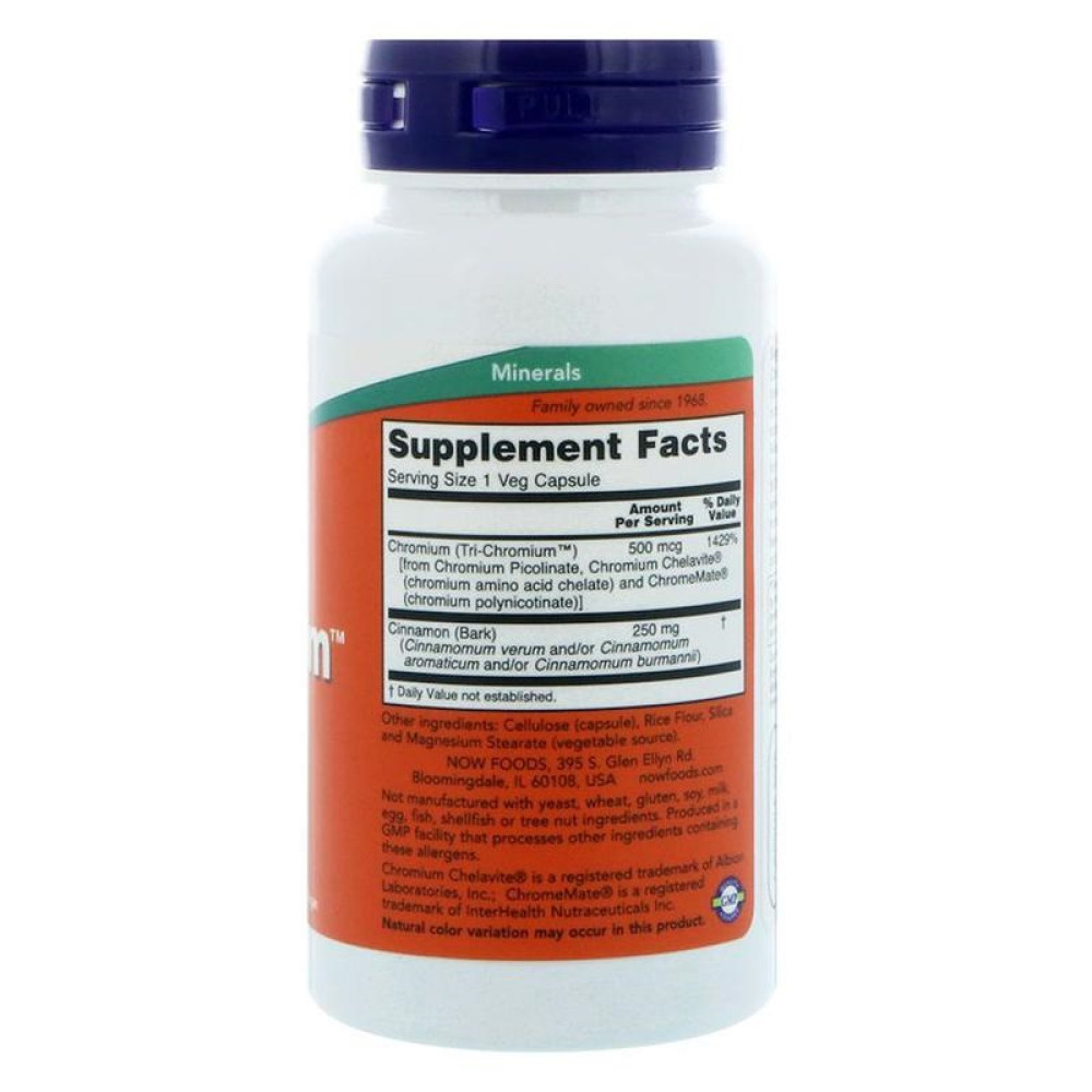 Мікроелемент Хром NOW Foods Tri-Chromium 500 mcg 90 Veg Caps