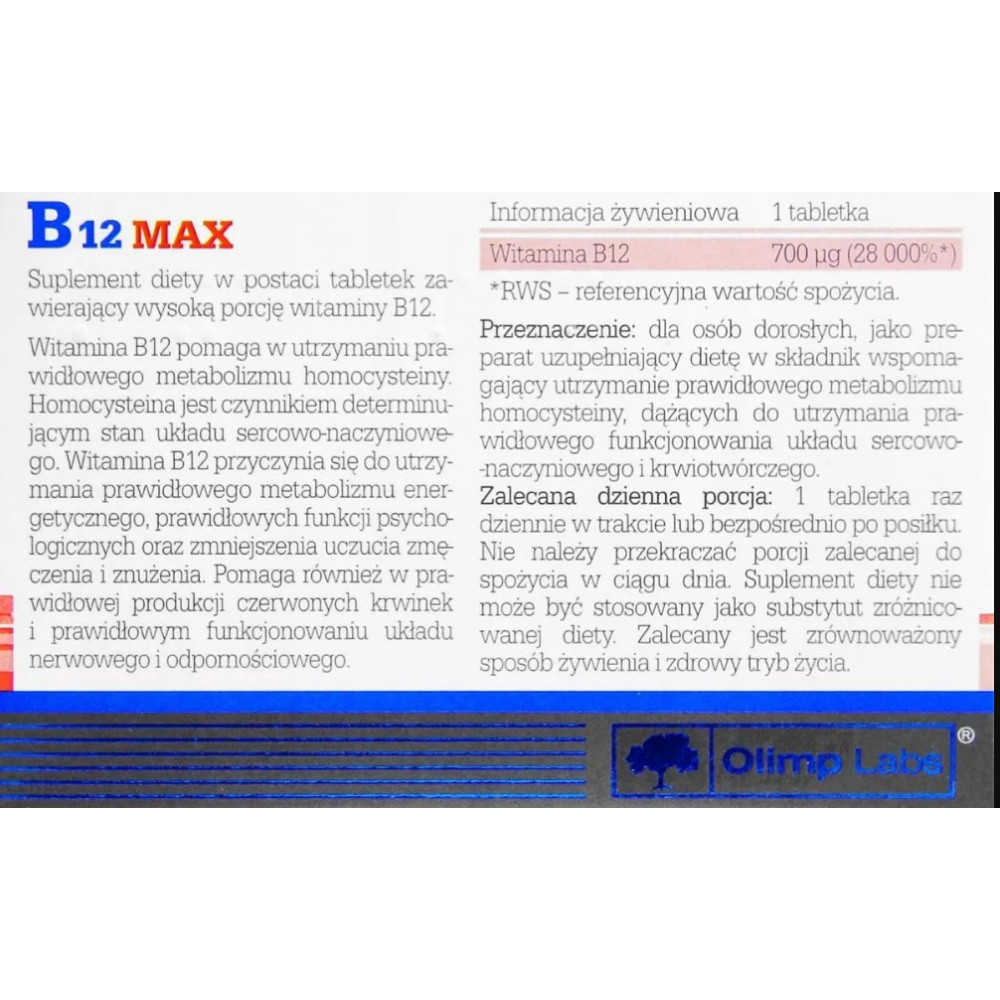 Вітамін B для спорту Olimp Nutrition B12 Max 60 Tabs