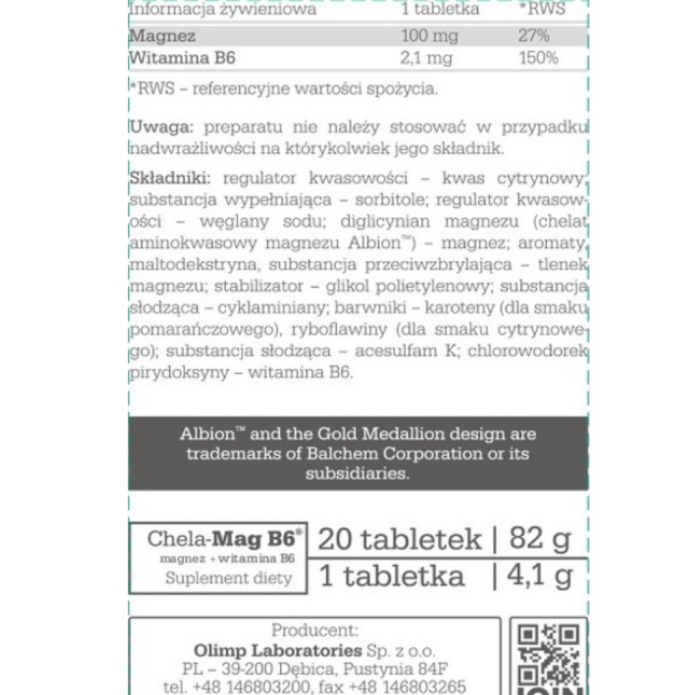 Вітамінно-мінеральний комплекс для спорту Olimp Nutrition Chela-Mag B6 20 Tabs Orange
