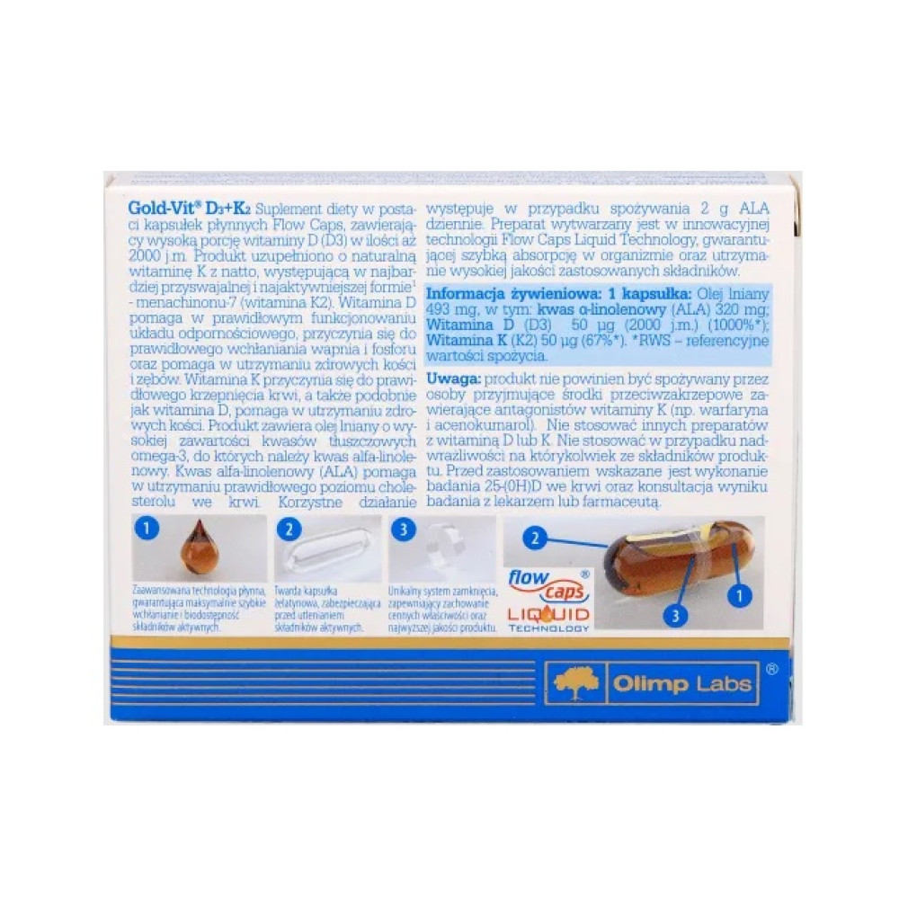 Вітамін D3+K2 для спорту Olimp Nutrition Gold Vit D3+K2 2000 IU 60 Caps