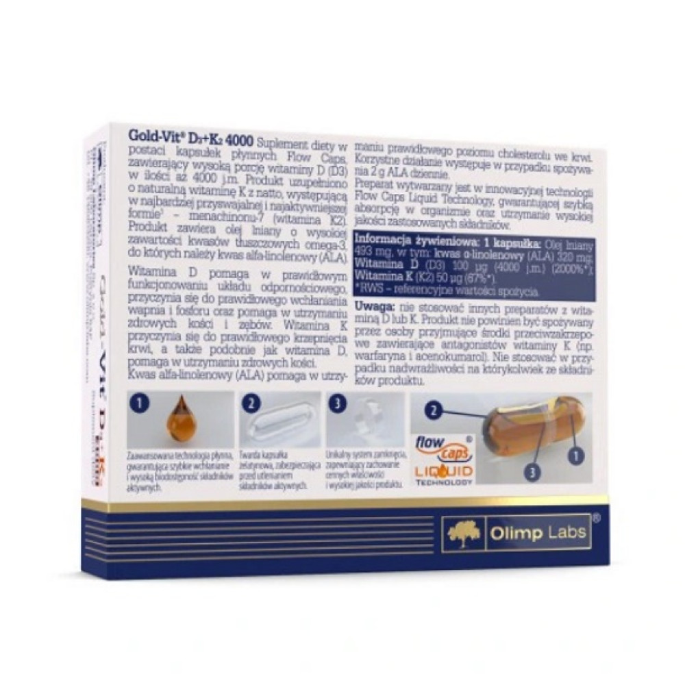 Вітамін D3+K2 для спорту Olimp Nutrition Gold Vit D3+K2 4000 IU 30 Caps