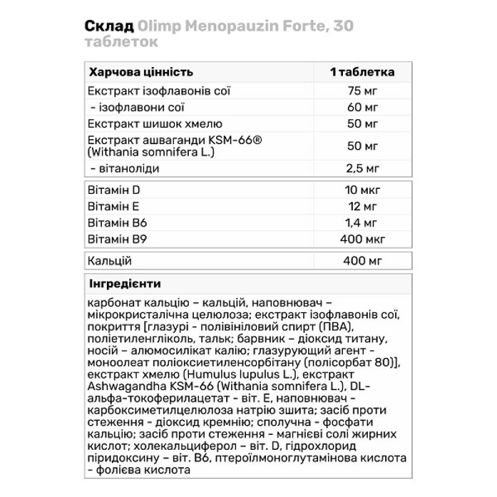 Комплекс при менопаузі Olimp Nutrition Menopauzin Forte 30 Tabs