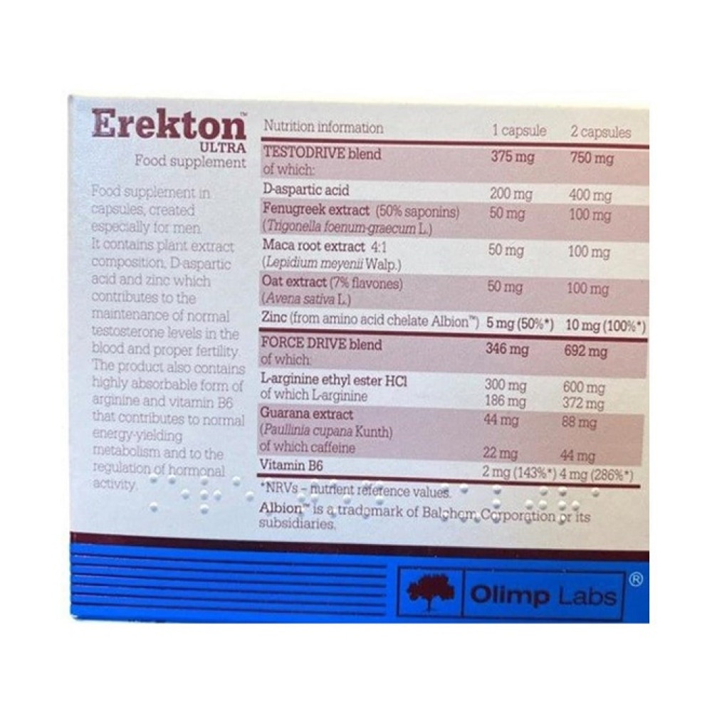 Тестостероновий бустер Olimp Nutrition Erekton Ultra 30 Caps