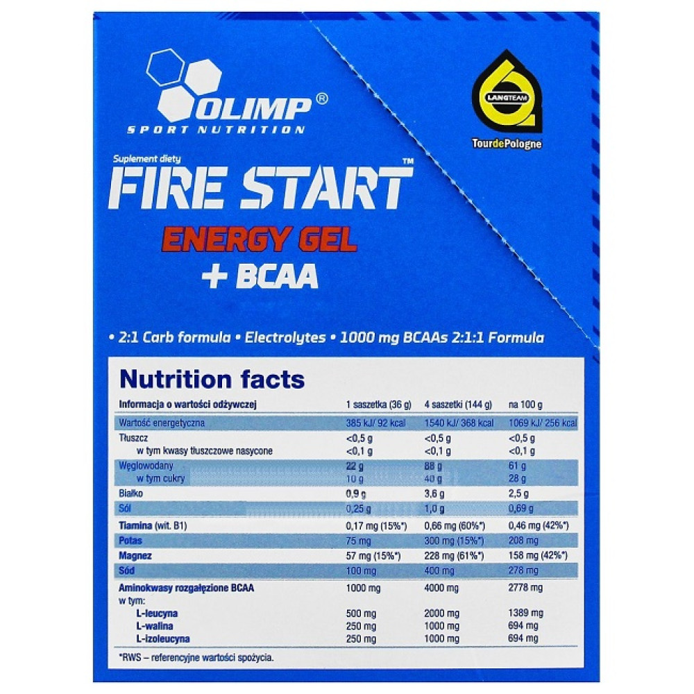 Енергетик Olimp Nutrition Fire Start Energy Gel+BCAA 20 sachet Orange