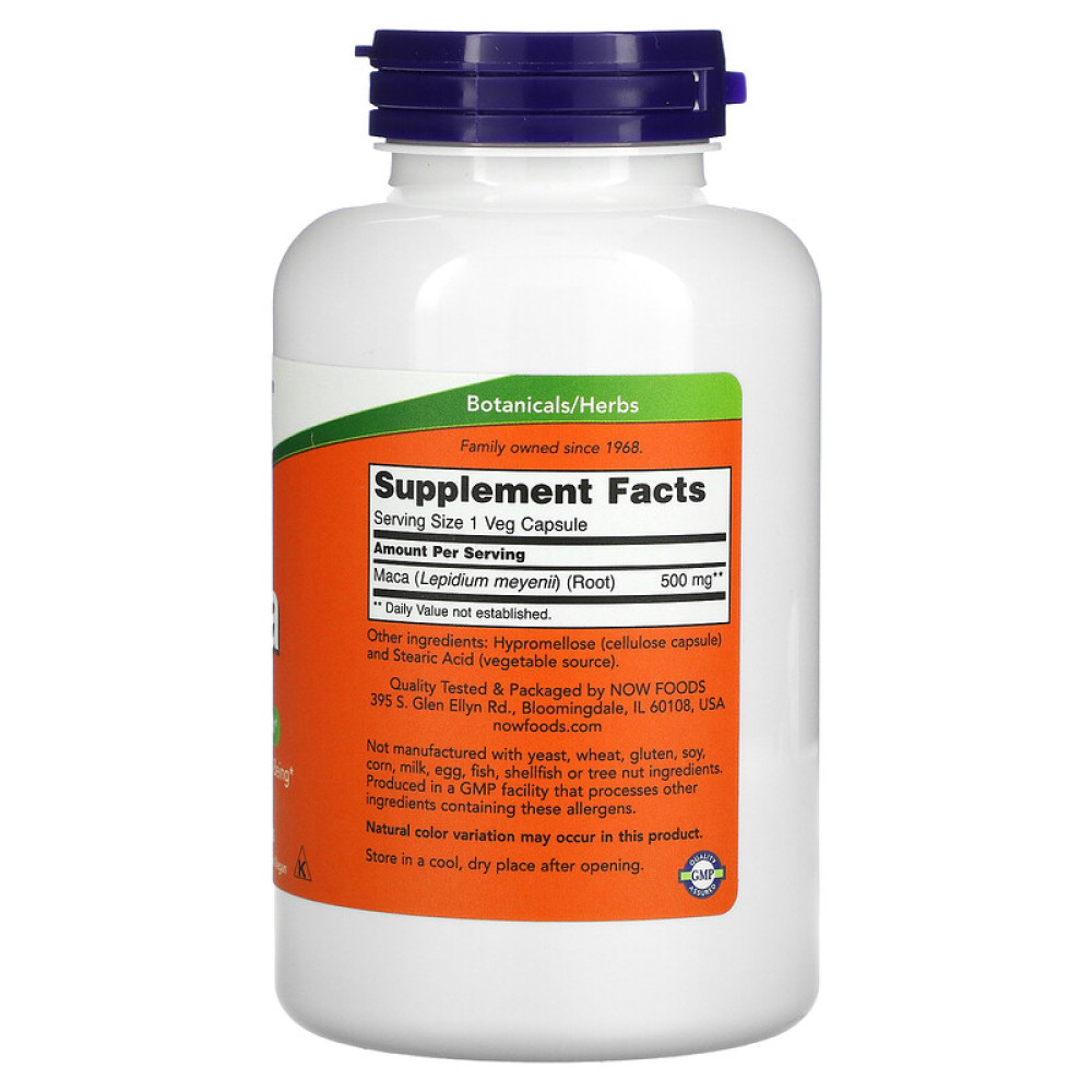 Мака NOW Foods Maca 500 mg 250 Veg Caps