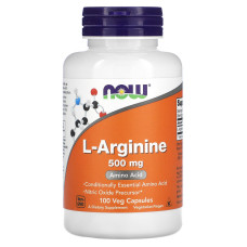 Аргінін NOW Foods L-Arginine 500 mg 100 Veg Caps