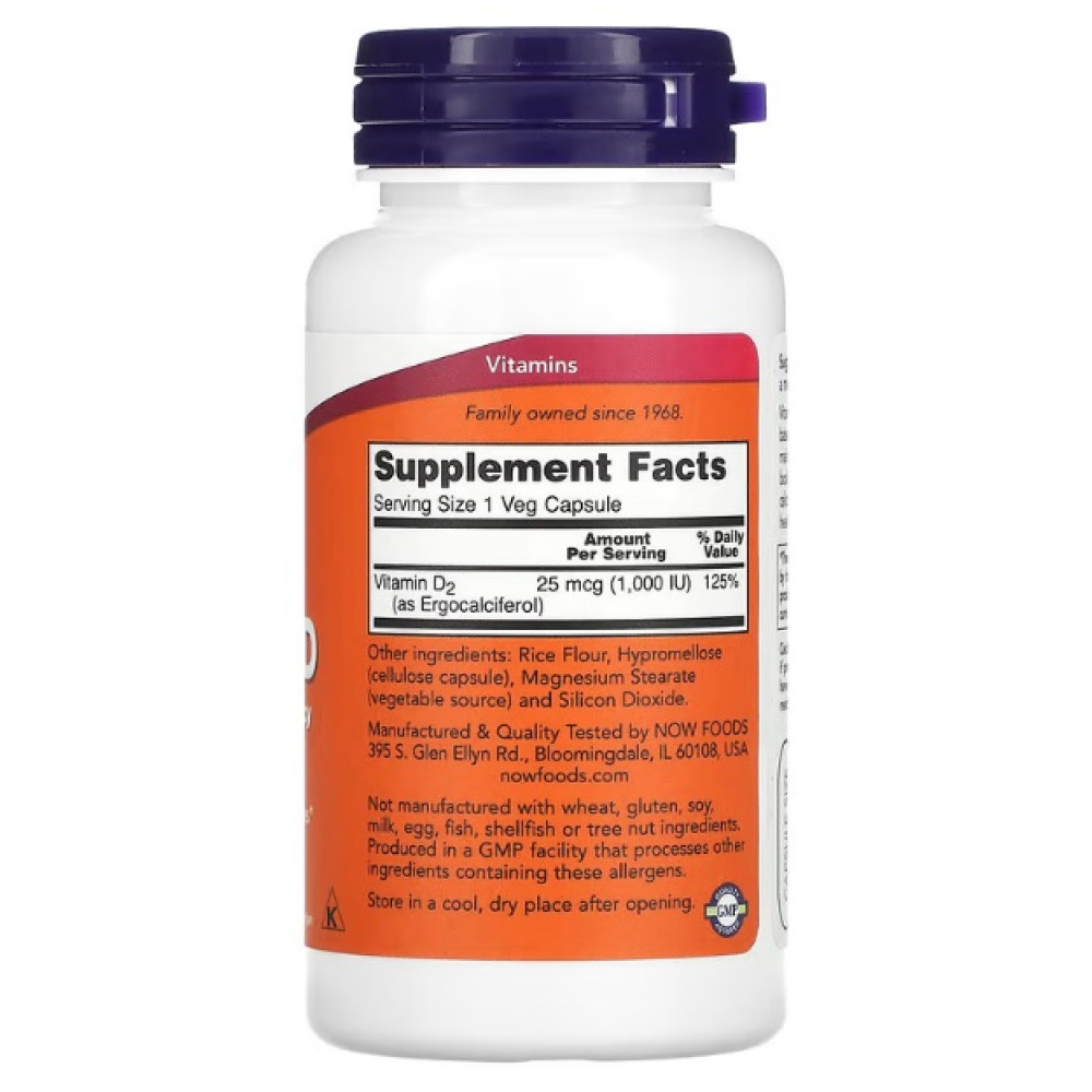 Вітамін D NOW Foods Vegetarian Dry Vitamin D 1000 IU 120 Veg Caps