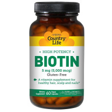 Біотин Country Life High Potency Biotin 5 mg 60 Caps